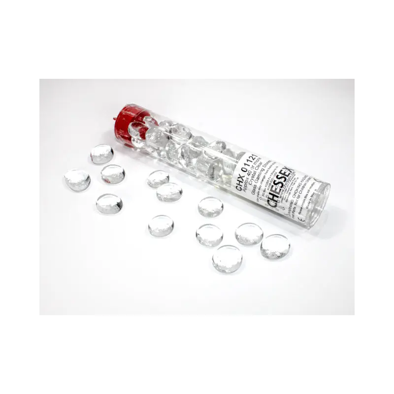 Chessex - Glass Stones 20+ in a 5 1/2 Inch Tube - Clear (CHX01121)