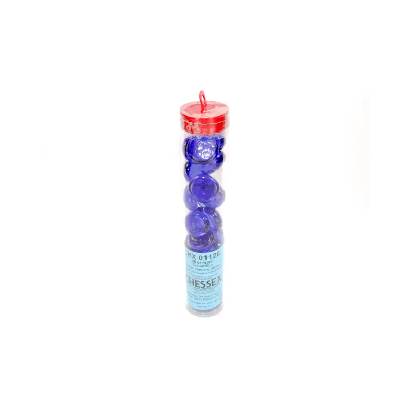 Chessex - Glass Stones 20+ in a 5 1/2 Inch Tube - Cobalt (CHX01126)