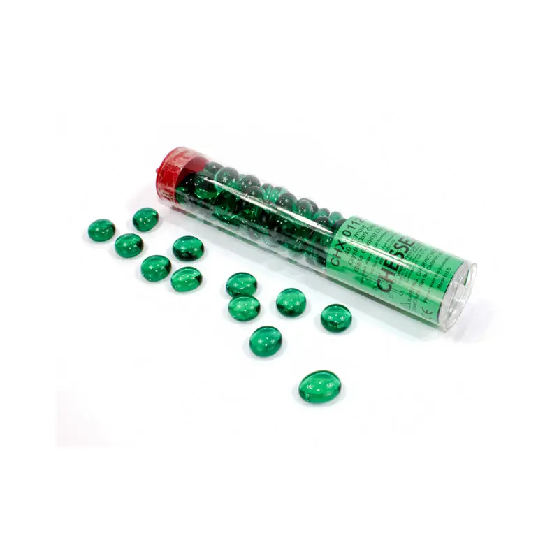 Chessex - Glass Stones 20+ in a 5 1/2 Inch Tube - Dark Green (CHX01125)