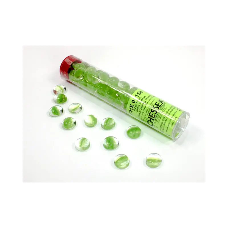 Chessex - Glass Stones 20+ in a 5 1/2 Inch Tube - Green Catseye (CHX01158)