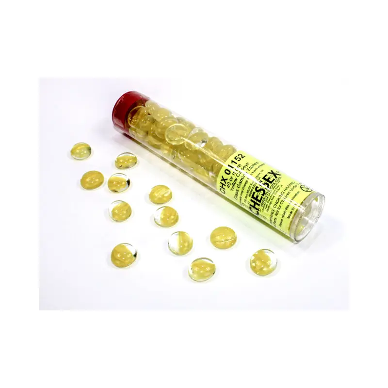 Chessex - Glass Stones 20+ in a 5 1/2 Inch Tube - Lemon Catseye (CHX01152)