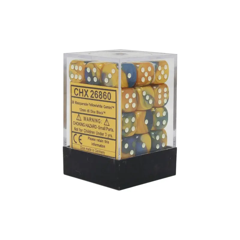 Chessex - Gemini 12mm D6 Set - Masquerade Yellow/White (CHX26860)