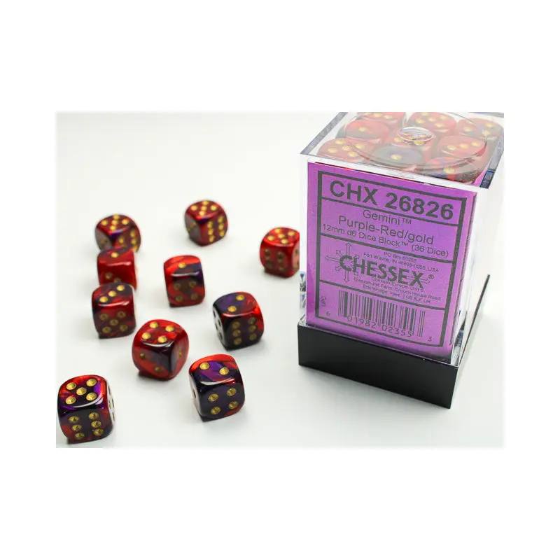 Chessex - Gemini 12mm D6 Set - Purple Red/Gold (CHX26826)
