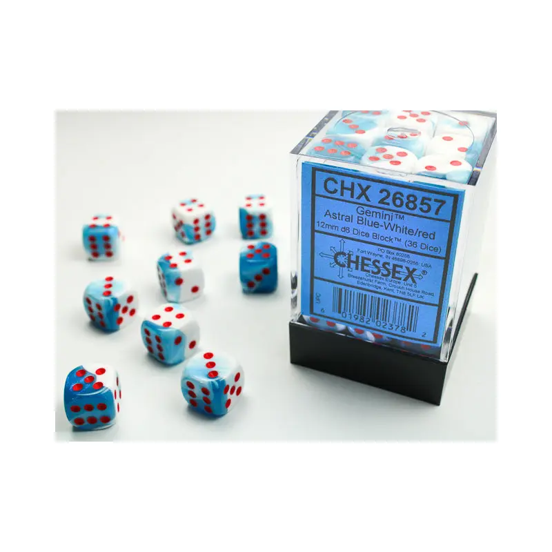 Chessex - Gemini 12mm D6 Set - Astral Blue White/Red (CHX26857)