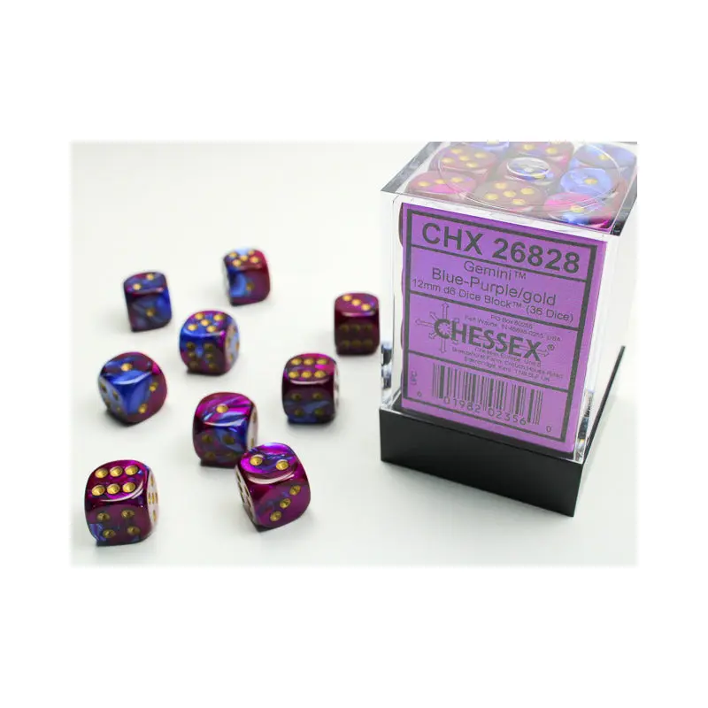 Chessex - Gemini 12mm D6 Set - Blue Purple/Gold (CHX26828)