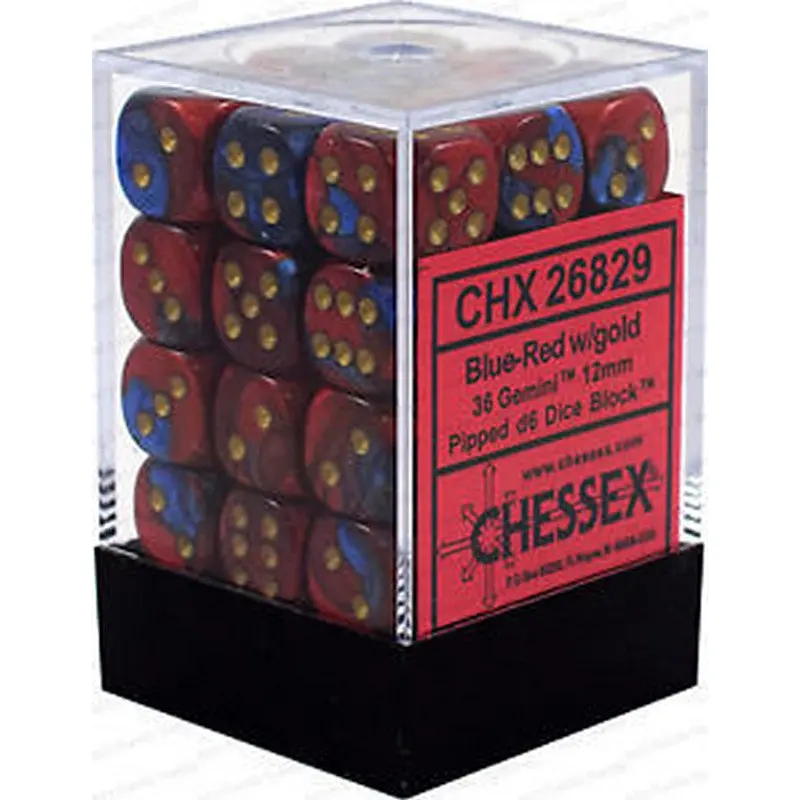 Chessex - Gemini 12mm D6 Set - Blue Red/Gold (CHX26829)