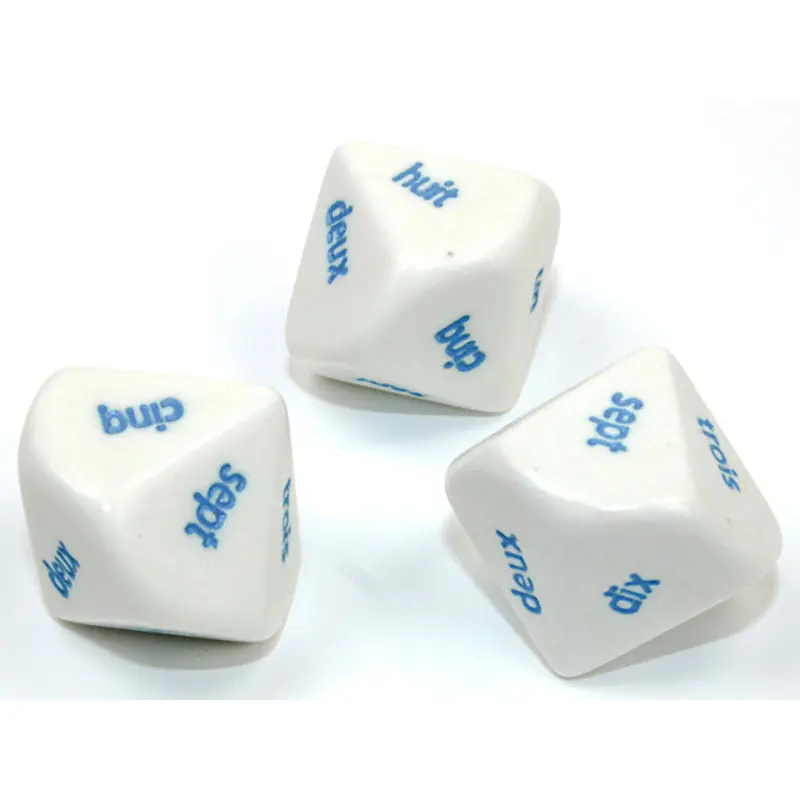 Chessex - French Word Numbers d10 Dice - White/Blue
