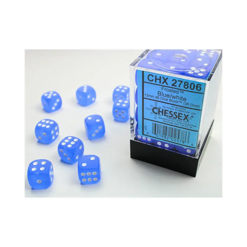 Chessex - Frosted 12mm D6 Set - Blue/White (CHX27806)