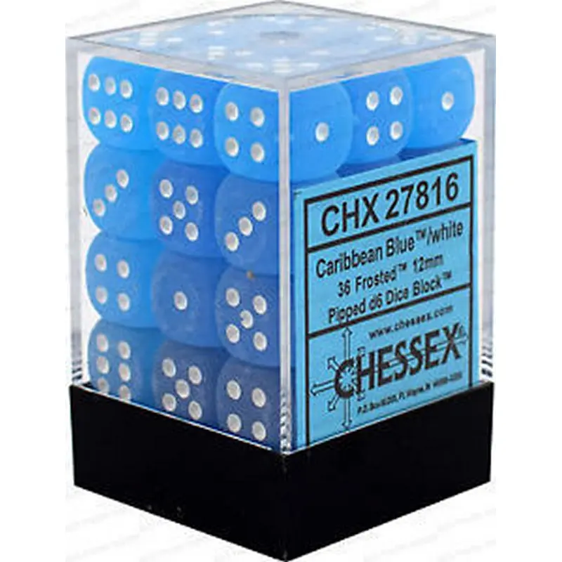 Chessex - Frosted 12mm D6 Set - Caribbean Blue/White (CHX27816)