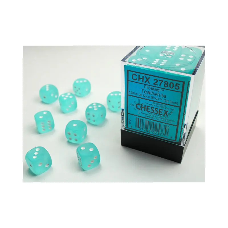 Chessex - Frosted 12mm D6 Set - Teal/White (CHX27805)