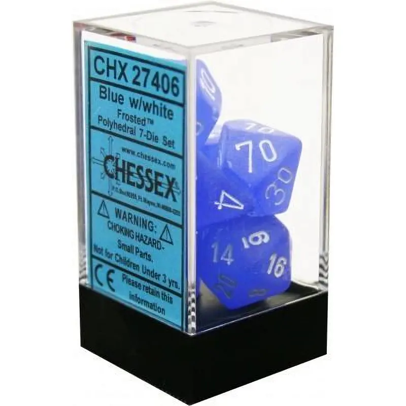 Chessex - Frosted Polyhedral 7-Die Set - Blue/White (CHX27406)