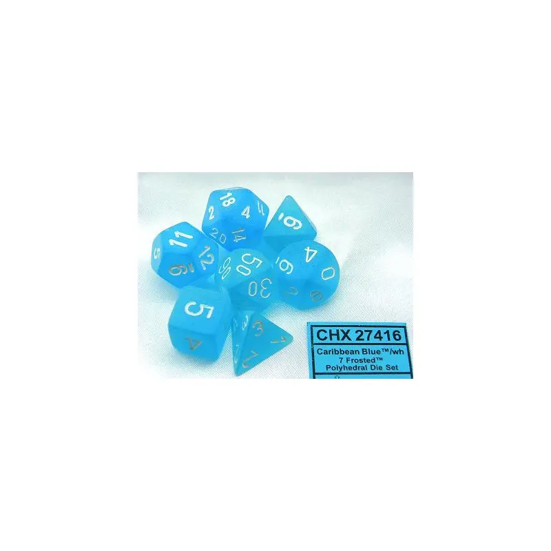 Chessex - Frosted Polyhedral 7-Die Set - Caribbean Blue/White (CHX27416)