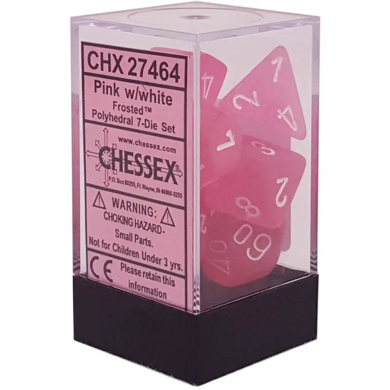 Chessex - Frosted Polyhedral 7-Die Set - Pink/white (CHX27464)