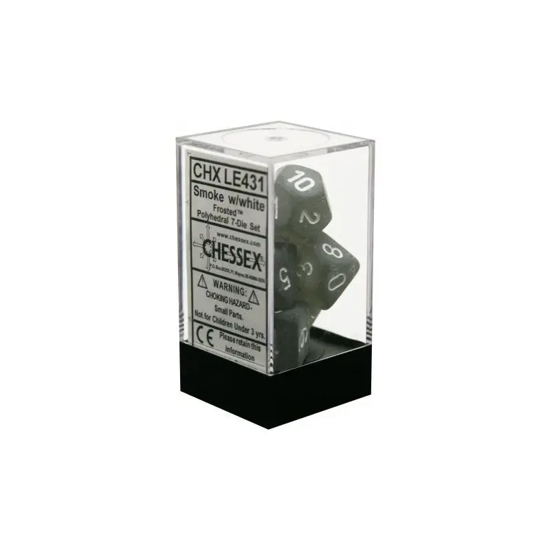 Chessex - Frosted Polyhedral 7-Die Set - Smoke/White (CHXLE431)