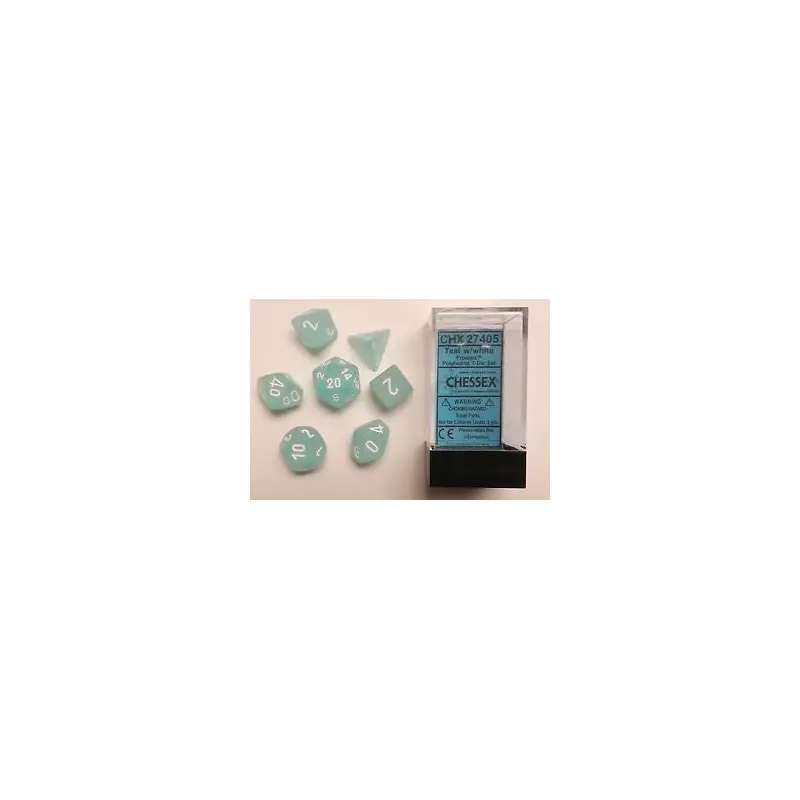 Chessex - Frosted Polyhedral 7-Die Set - Teal/White (CHX27405)