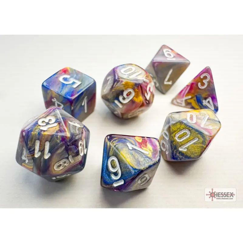 Chessex - Festive Mini-Polyhedral Carousel/white 7-Die Set