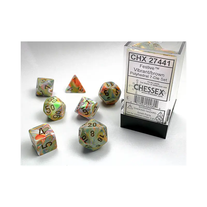 Chessex - Festive Polyhedral 7-Die Set - Vibrant/Brown (CHX27441)