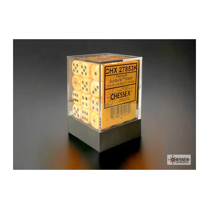 Chessex - Festive Sunburst/black 12mm D6 Dice Block - CHX 27853K