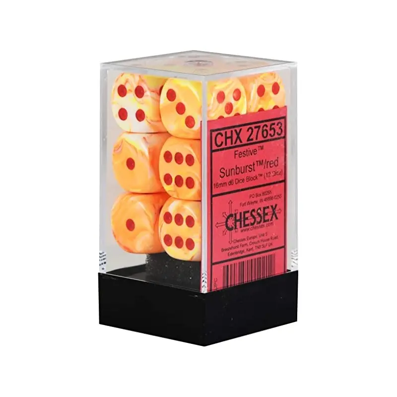 Chessex - Festive 16mm D6 Set - Sunburst/Red (CHX27653)