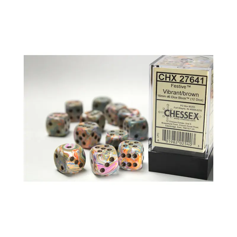 Chessex - Festive 16mm D6 Set - Vibrant/Brown (CHX27641)