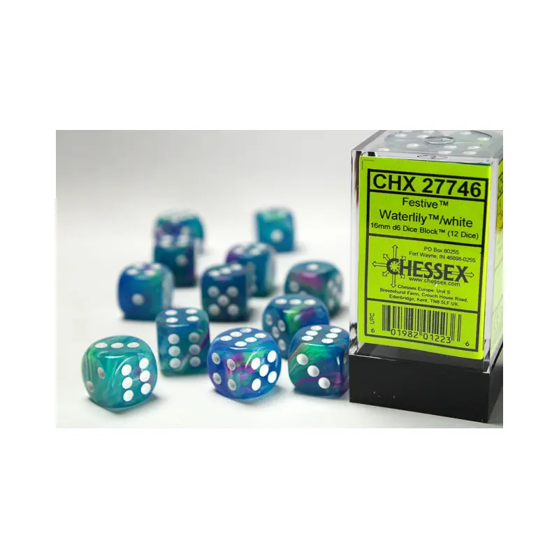 Chessex - Festive 16mm D6 Set - Waterlily/White (CHX27746)
