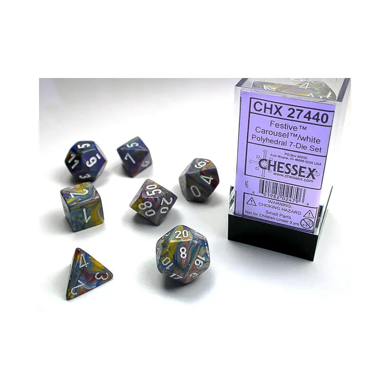 Chessex - Festive Polyhedral 7-Die Set - Carousel/White (CHX27440)