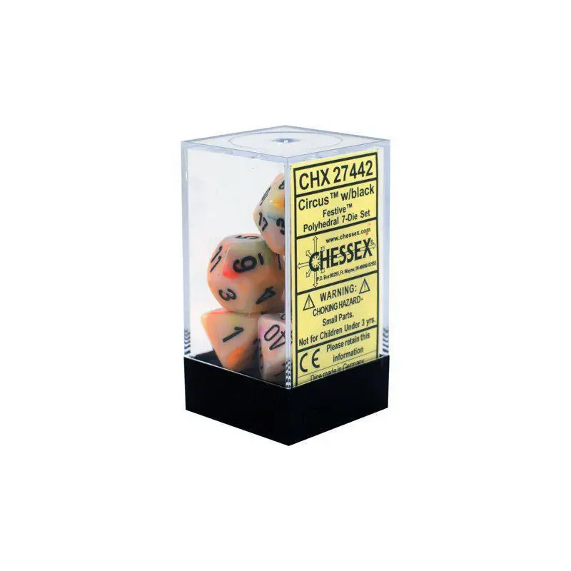Chessex - Festive Polyhedral 7-Die Set - Circus/Black (CHX27442)