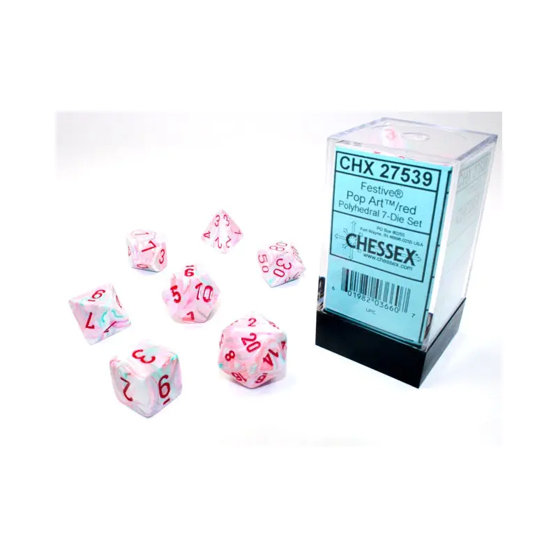 Chessex - Festive Polyhedral 7-Die Set - Pop Art/Red