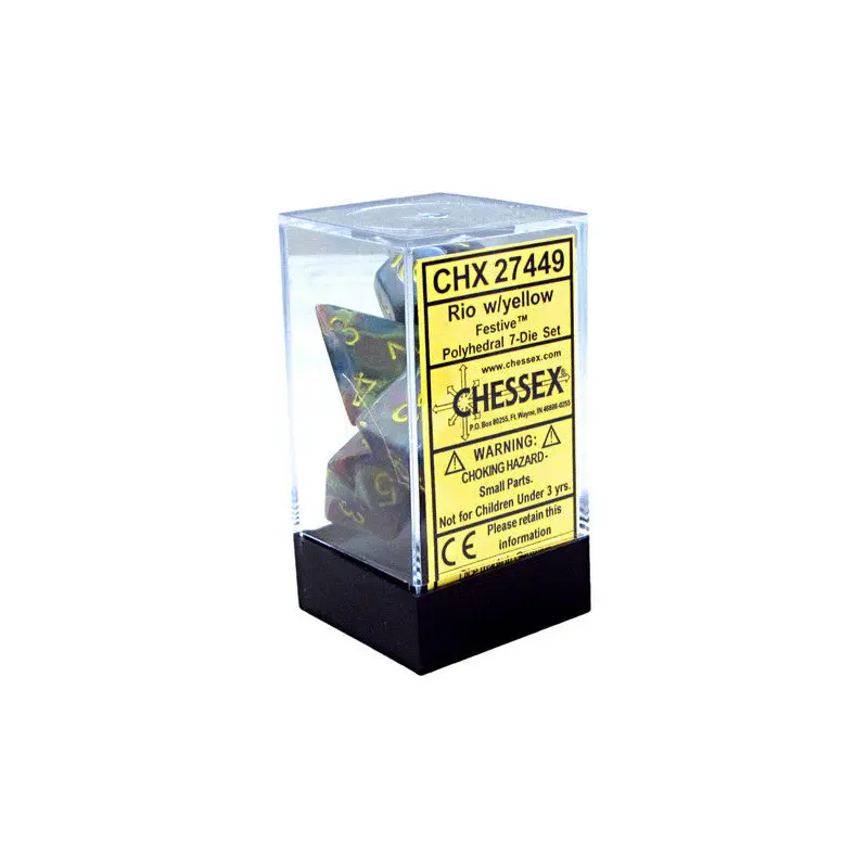 Chessex - Festive Polyhedral 7-Die Set - Rio/Yellow (CHX27449)