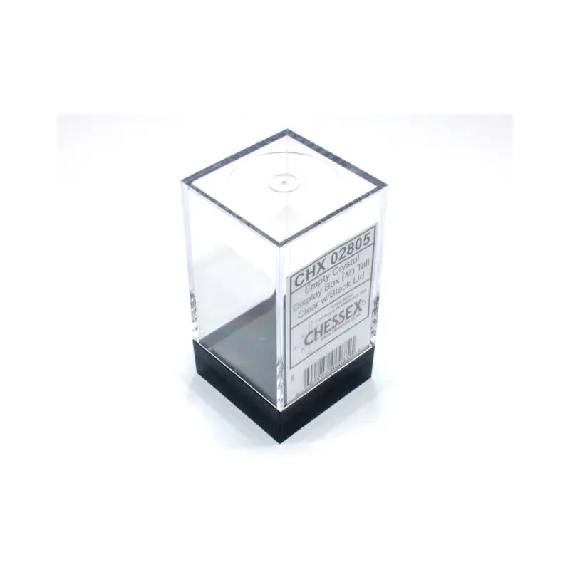 Chessex - Empty Crystal Display Box (Medium) Tall 1.5-Inch x 1.5-Inch x 2.75-Inch - Clear with Black Lid