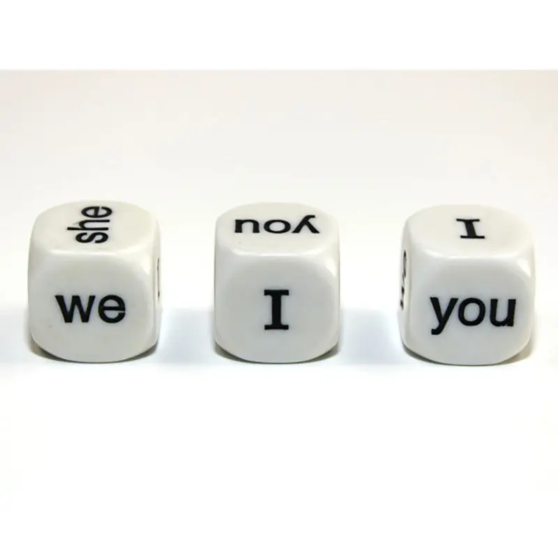 Chessex - English Pronoun 16mm d6 Dice - White/Black