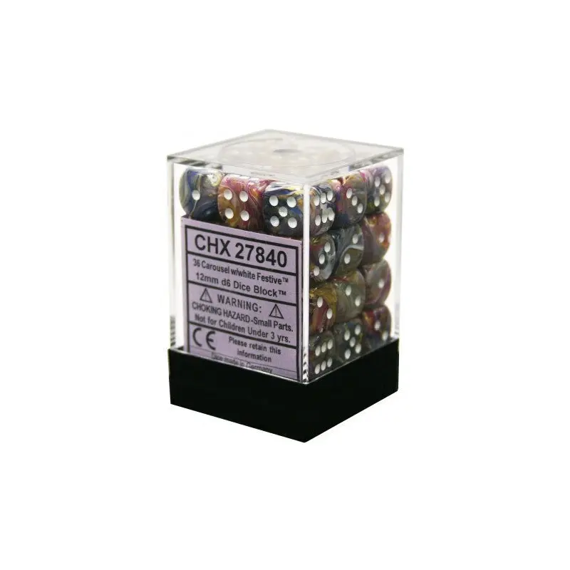 Chessex - Festive 12mm D6 Set - Carousel/White (CHX27840)