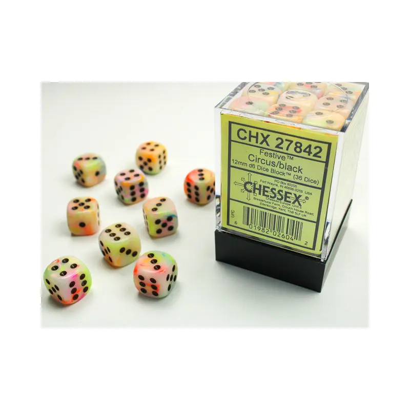 Chessex - Festive 12mm D6 Set - Circus/Black (CHX27842)