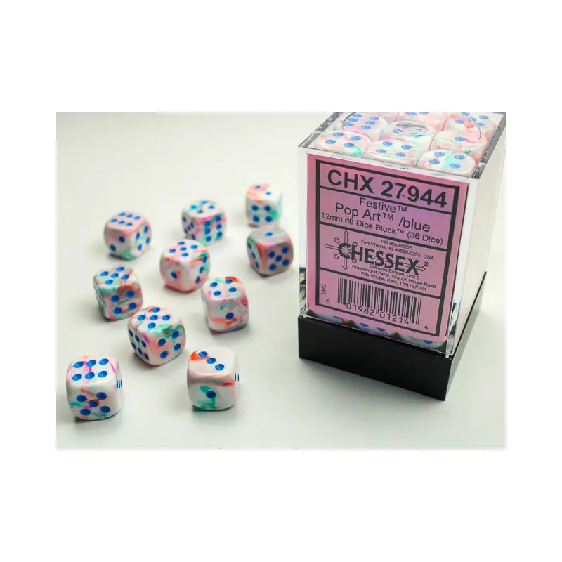 Chessex - Festive 12mm D6 Set - Pop Art/Blue (CHX27944)