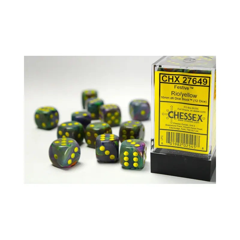 Chessex - Festive 16mm D6 Set - Rio/Yellow (CHX27649)