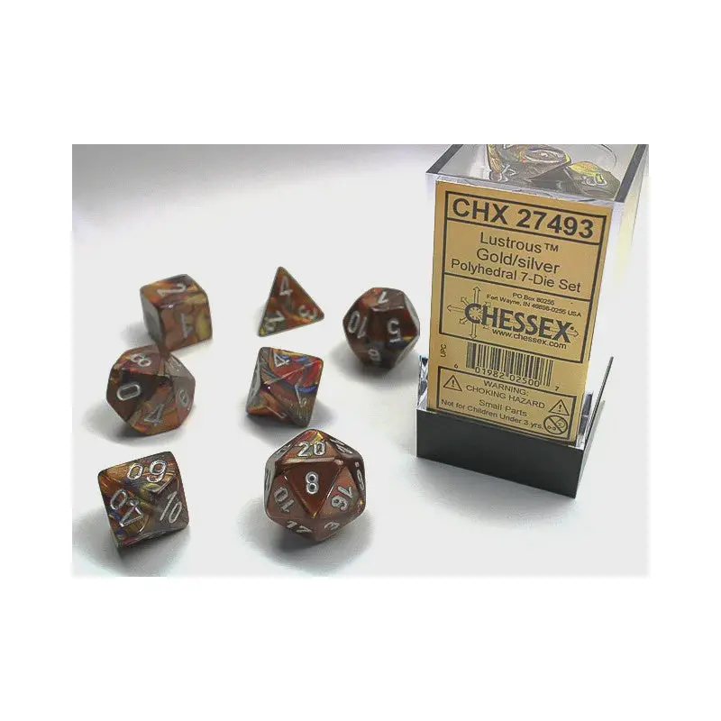 Chessex - Dice Sets: Lustrous Mini-Polyhedral Gold / silver 7-Die set