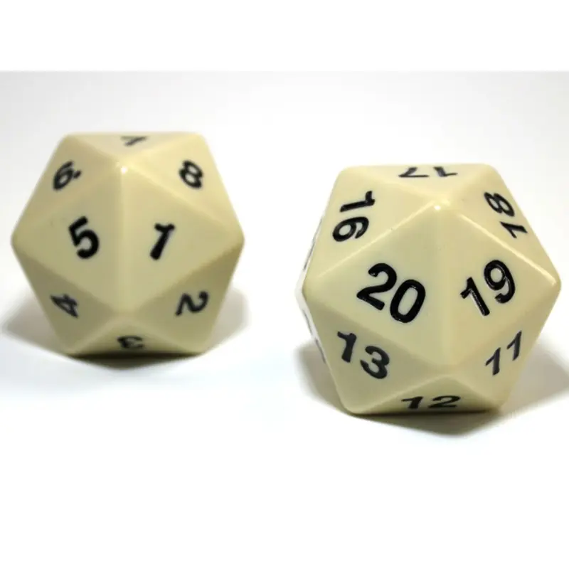 Chessex - CHX KOP11664 55mm Jumbo d20 Opaque Ivory w/black Countdown die