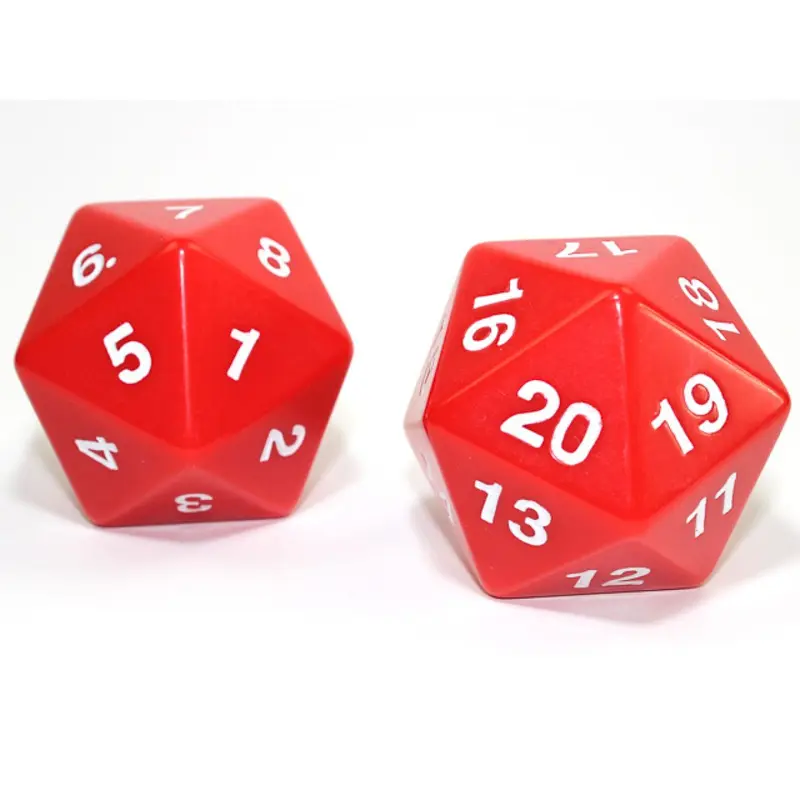 Chessex - CHX KOP11677 55mm Jumbo d20 Opaque Red w/white countdown die (Preorder)