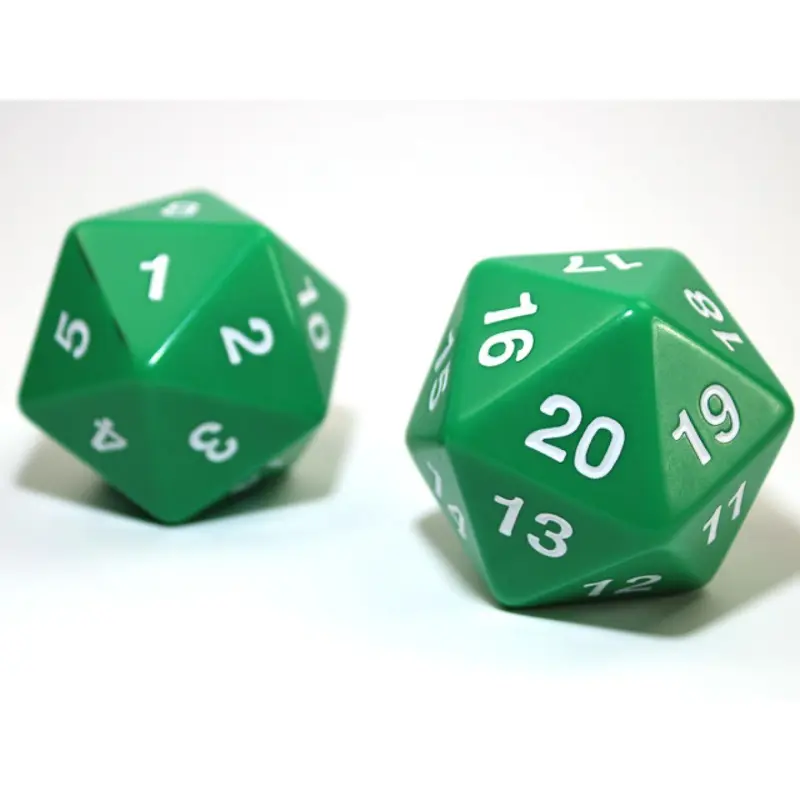 Chessex - CHX KOP12107 55mm Jumbo d20 Opaque Green/white countdown die (Preorder)