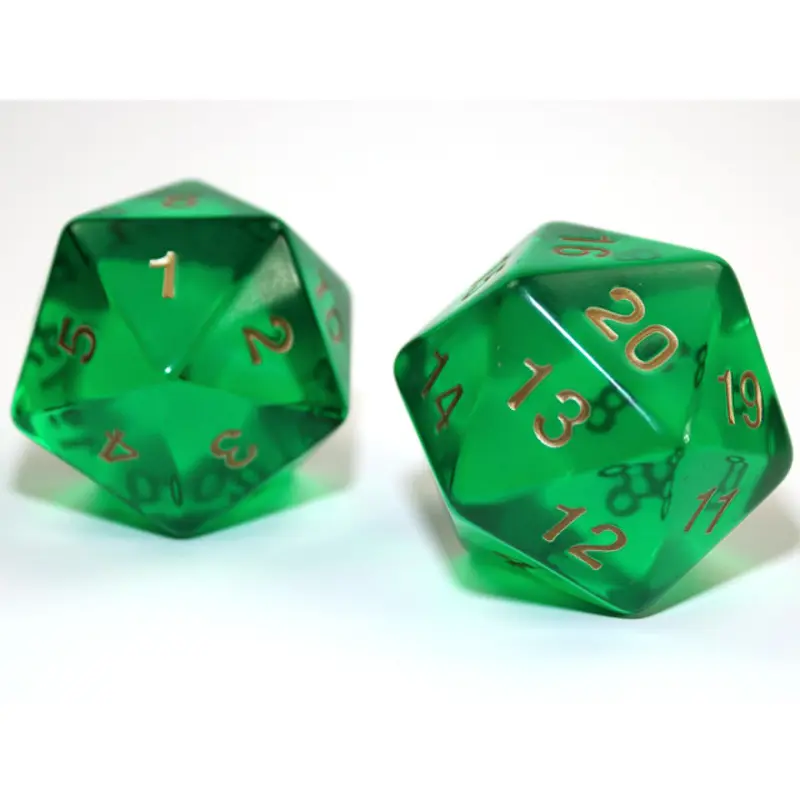 Chessex - CHX KOP18219 55mm Jumbo d20 Translucent Green w/gold (Preorder)