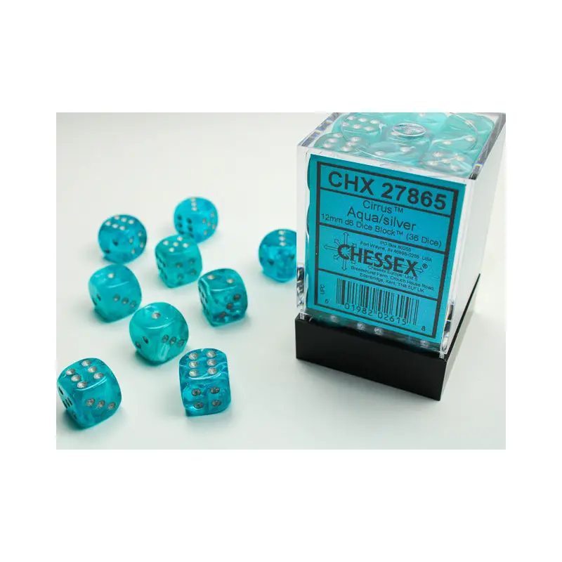 Chessex - Cirrus 12mm D6 Set - Aqua/Silver (CHX27865)