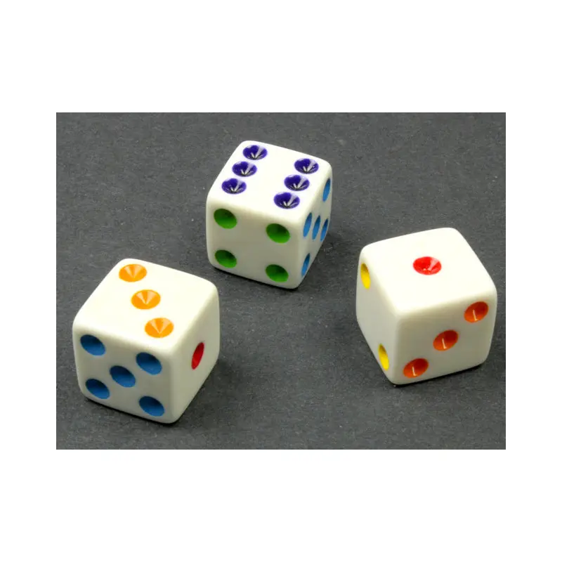 Chessex - CHX KOP06231 16mm Opaque d6 White/Multi-colored pips