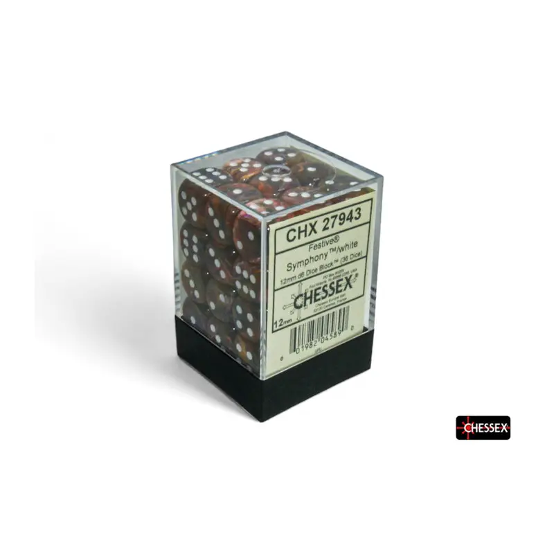 Chessex - CHX 27943 Festive Symphony/white 12mm d6 Dice Block (36 dice)