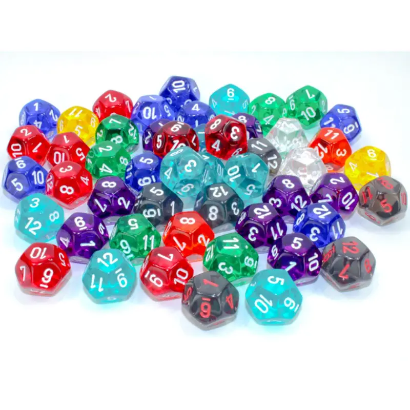 Chessex - CHX 29612 Translucent Bag of 50 Assorted Polyhedral d12