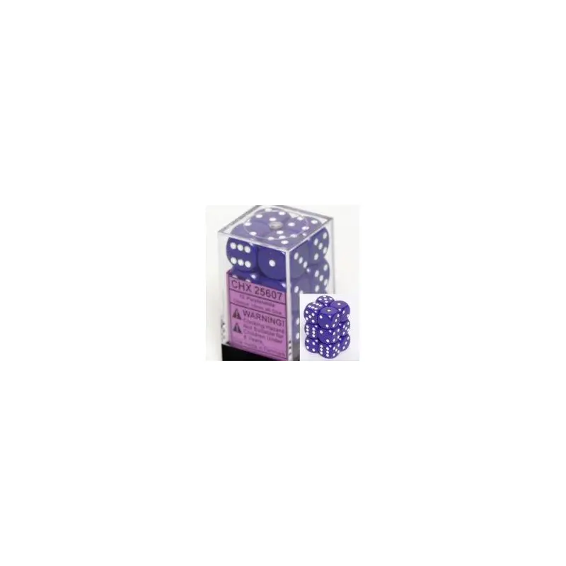 Chessex - CHX 25607 Opaque Purple/white 16mm d6 Dice Block (12 dice)