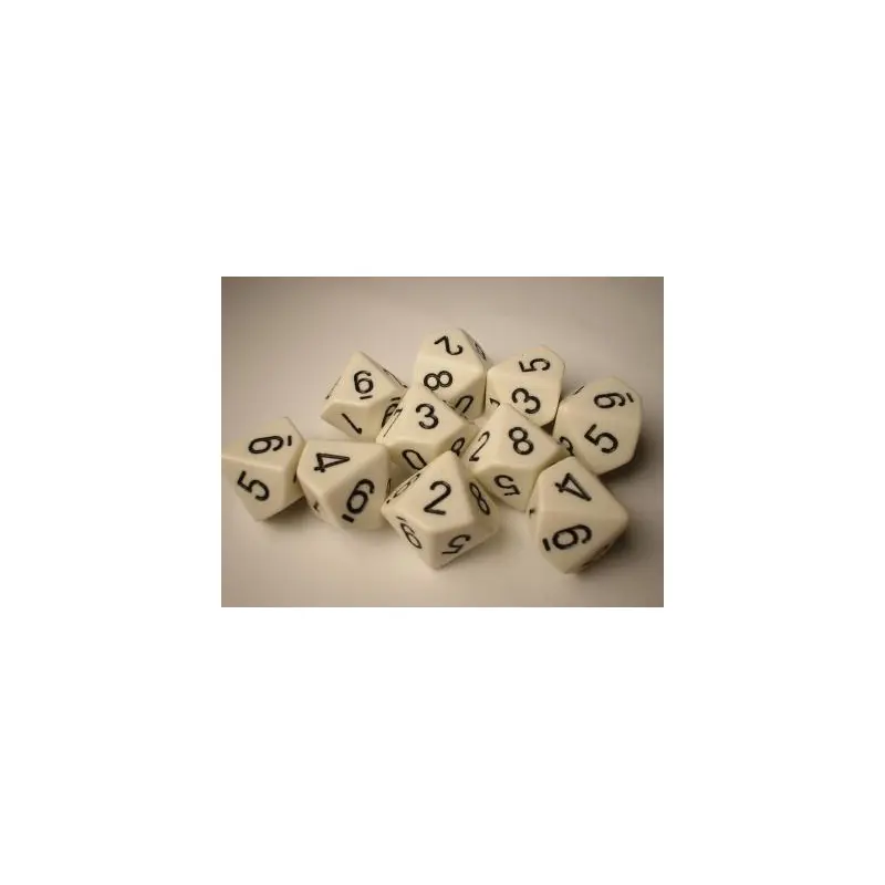 Chessex - CHX 26201 Opaque White/black Set of Ten d10s