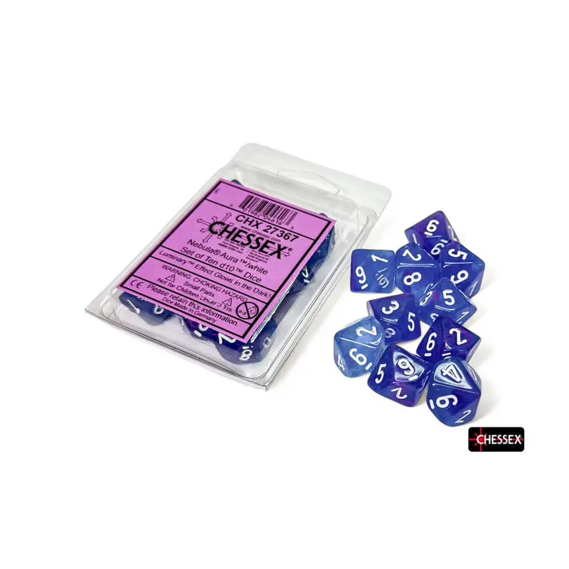 Chessex - CHX 27367 Nebula Aura/white Luminary Set of Ten d10s (Preorder)