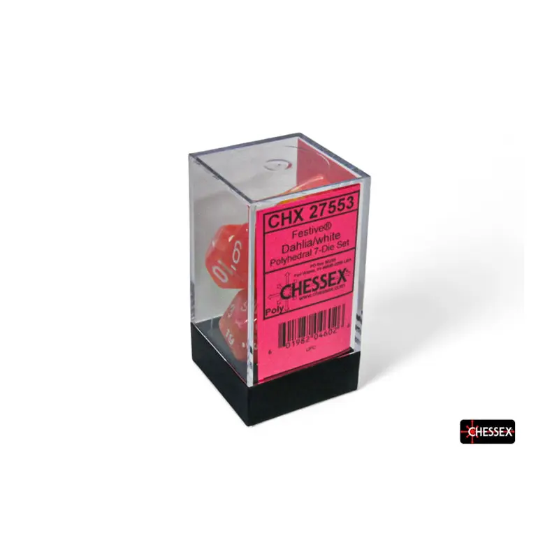 Chessex - CHX 27553 Festive Dahlia/white Luminary Polyhedral 7-Dice Set (Preorder)