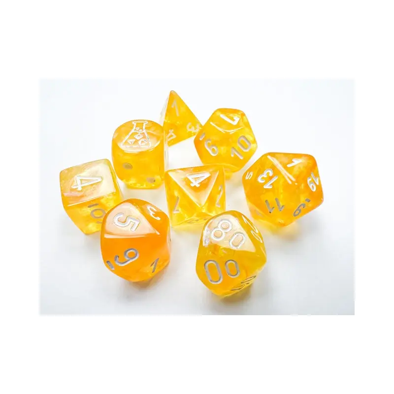 Chessex - Borealis Polyhedral 7 Dice Set - Canary/White Luminary (CHX30053)