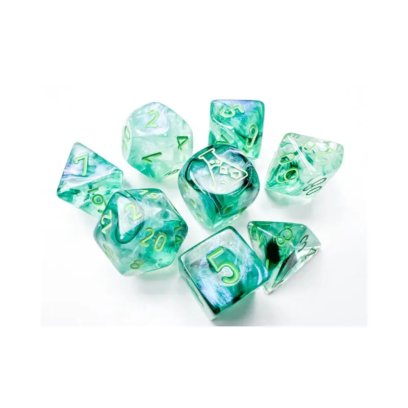 Chessex - Borealis Polyhedral 7 Dice Set - Kelp/Light Green Luminary (CHX30054)